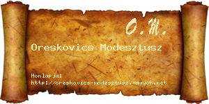 Oreskovics Modesztusz névjegykártya